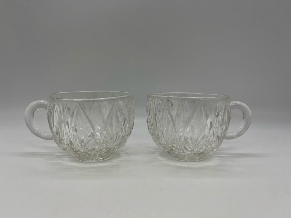 Vintage Hazel Atlas Williamsport Set of 2 Clear Punch Cups